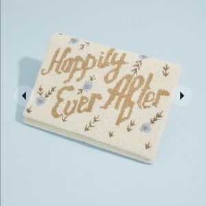 Happily every after spelled out in beads. Clutch with chain